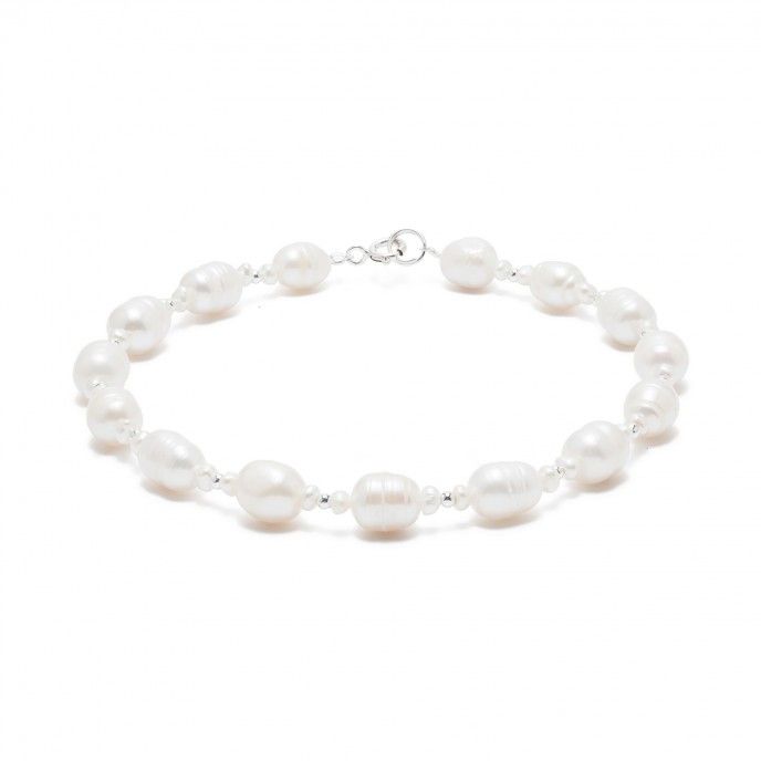 SILVER ANKLET WITH PEARLS