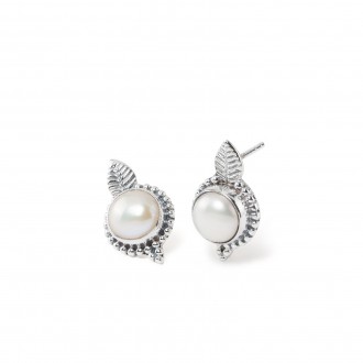 SILVER EARRINGS WITH NATURAL STONE
