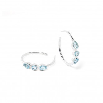 SILVER HOOPS WITH NATURAL STONES