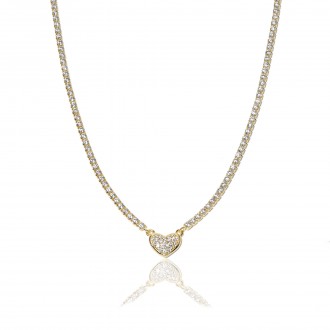 SHINY SILVER NECKLACE WITH HEART