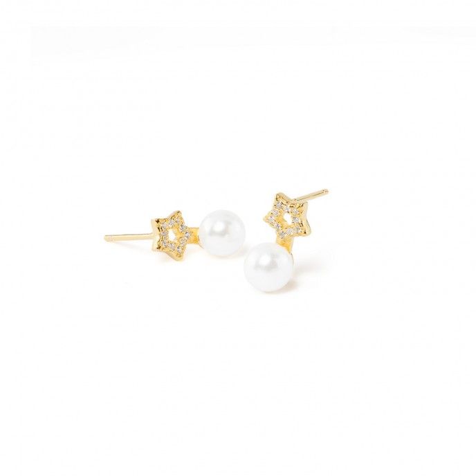 STAR SILVER EARRINGS WITH PEARL