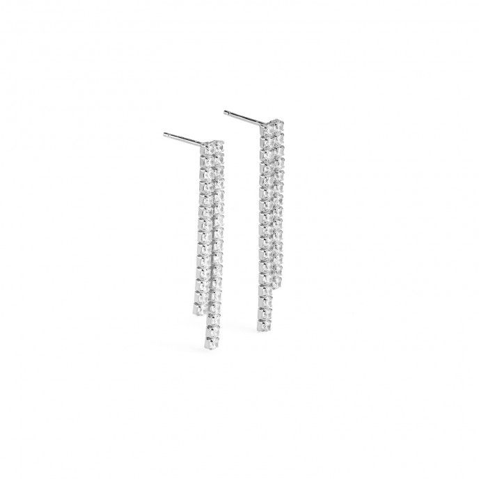 SHINY LONG SILVER EARRINGS