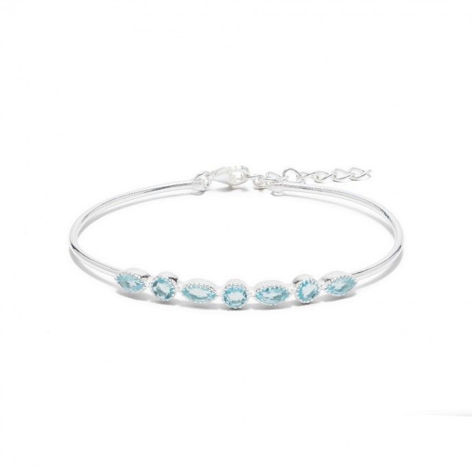 RIGID SILVER BRACELET WITH NATURAL STONE