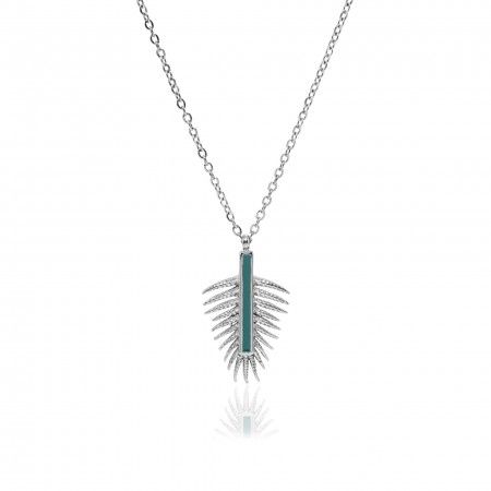 STEEL NECKLASE WITH LEAF PENDANT