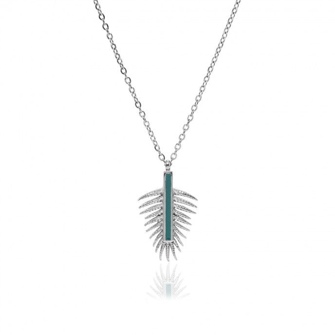 STEEL NECKLASE WITH LEAF PENDANT