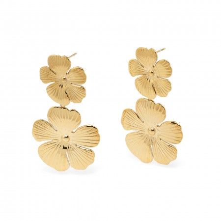 STEEL EARRINGS WITH FLOWERS