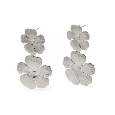 STEEL EARRINGS WITH FLOWERS