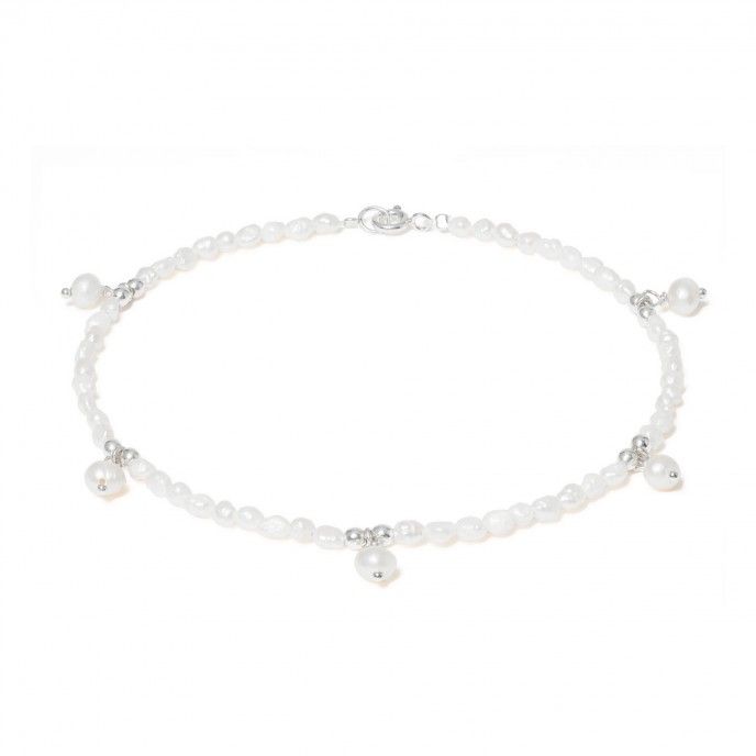 SILVER ANKLET WITH PEARLS