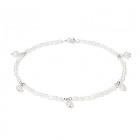 SILVER ANKLET WITH PEARLS