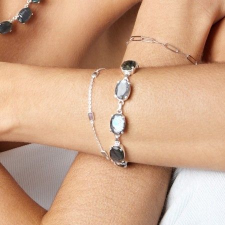 SILVER BRACELET WITH NATURAL STONES