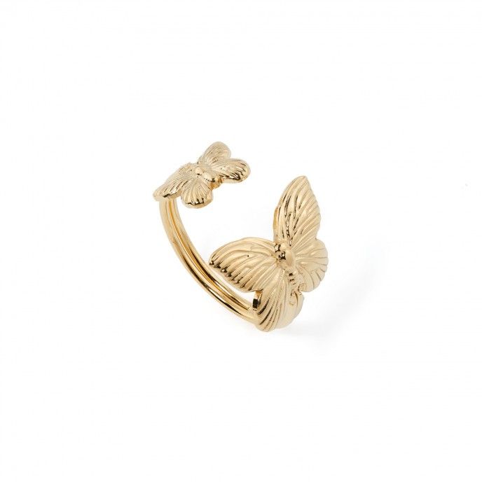 ANILLO DE ACERO CON MARIPOSAS