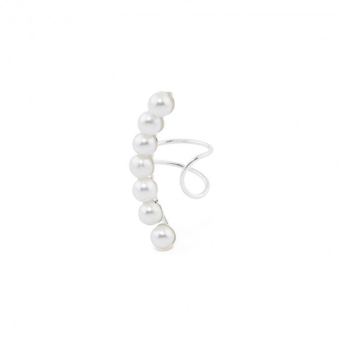 SILVER EAR CUFF WITH PEARLS