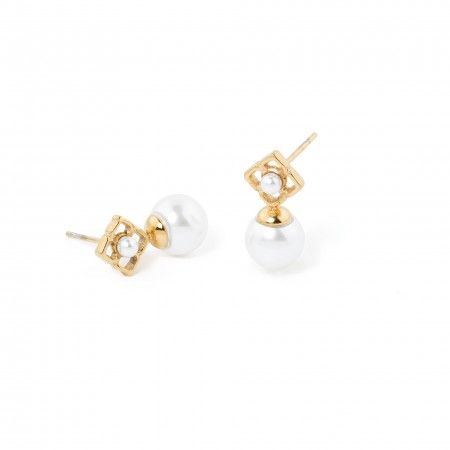 STEEL EARRINGS WITH PEARL