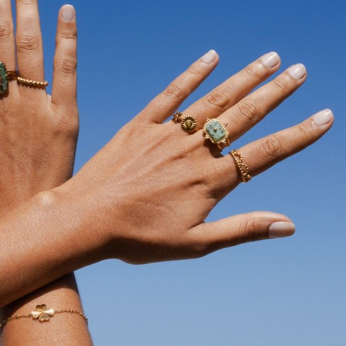 ANILLO DE ACERO CON FLORES