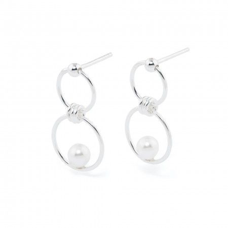 CIRCLE SILVER EARRINGS WITH PEARL