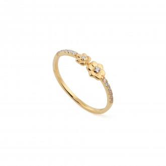 SILVER RING WITH FLOWERS