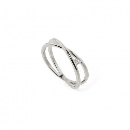 CROSSED SILVER RING