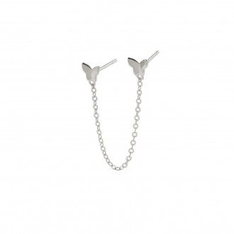 DOUBLE SILVER EARRING WITH BUTTERFLY