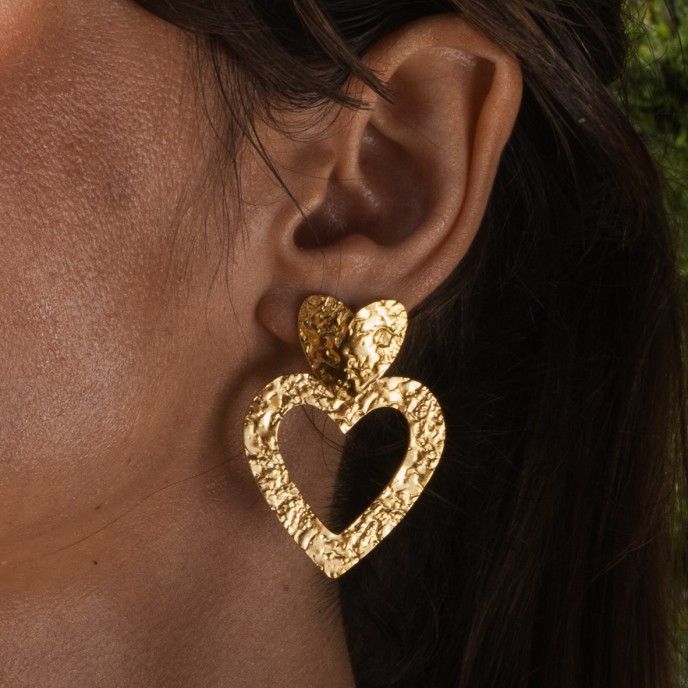 PENDIENTES DE ACERO CORAZONES