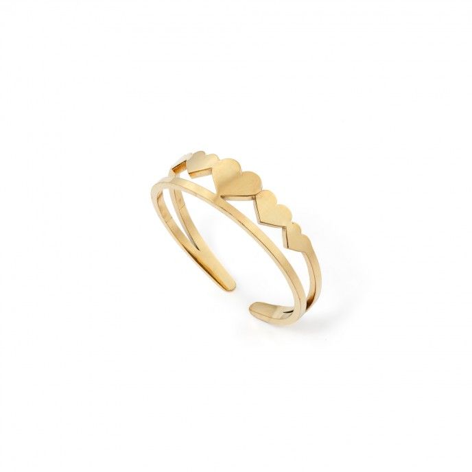 ANILLO DE ACERO CON CORAZONES