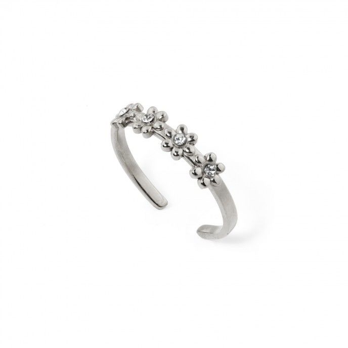 ANILLO DE ACERO CON FLORES