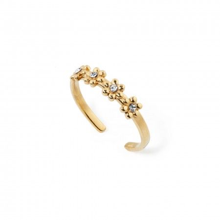 ANILLO DE ACERO CON FLORES