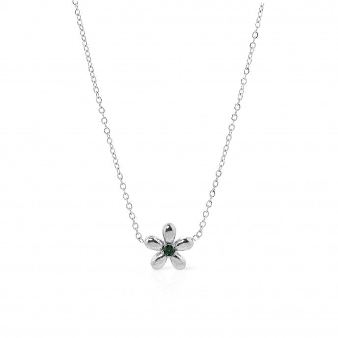 STEEL NECKLACE WITH FLOWER 