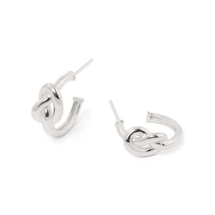 SILVER HOOPS WITH KNOT