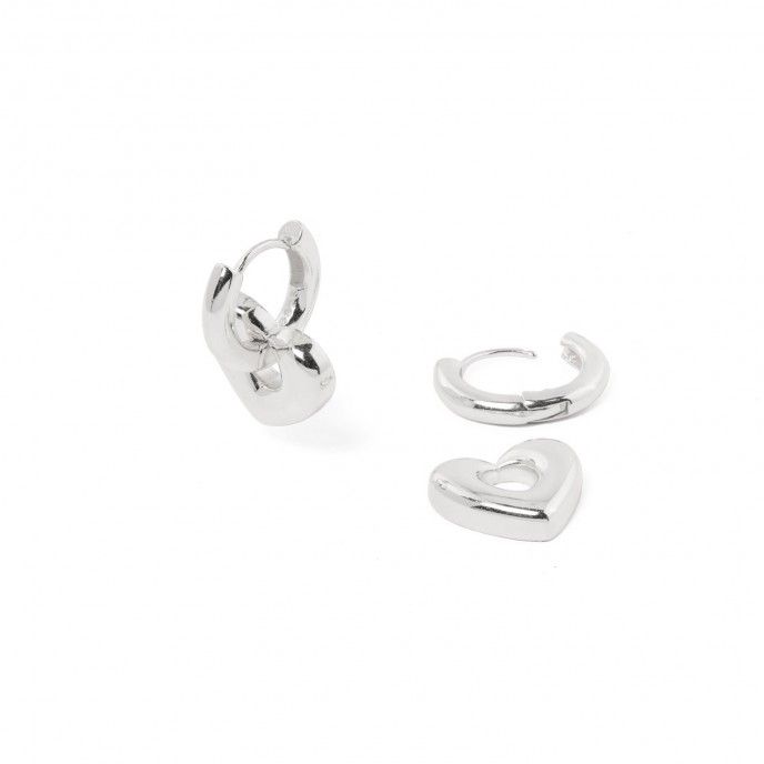 SILVER HOOPS WITH HEART