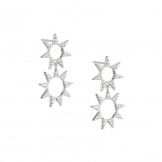 SILVER SHINY SUN EARRINGS