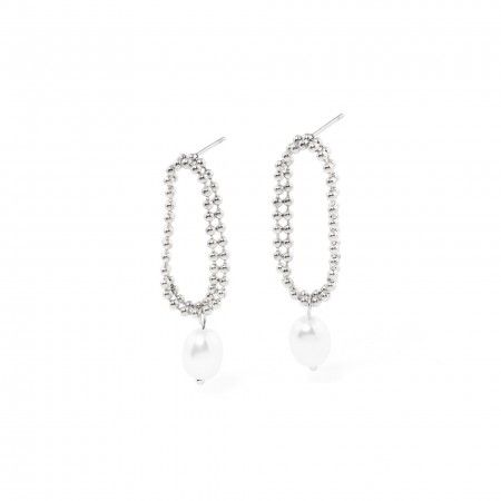 STEEL EARRINGS WITH PEARL