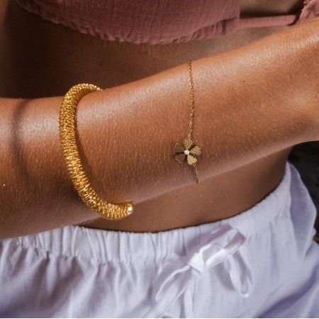 PULSERA DE ACERO CON FLOR