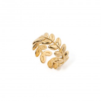 STEEL RING WITH LEAVES