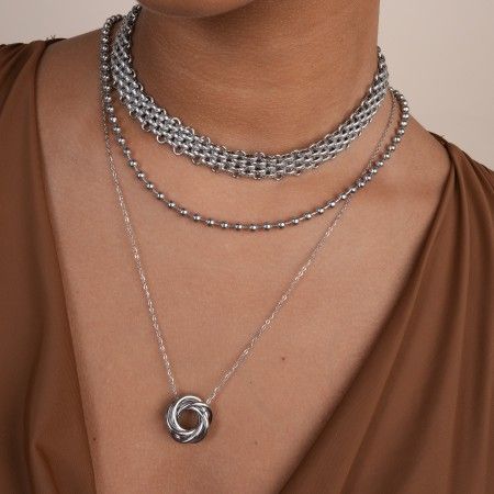 STEEL NECKLACE WITH CIRCLES