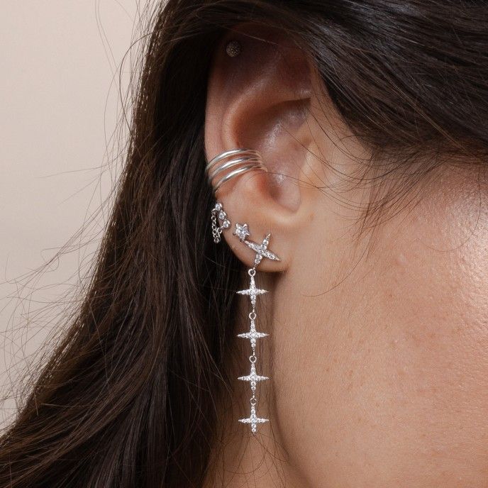 SILVER EARRING WITH CHAIN