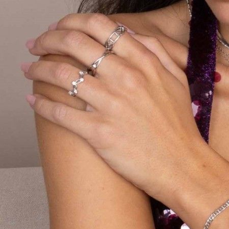 SILVER GEOMETRIC RING