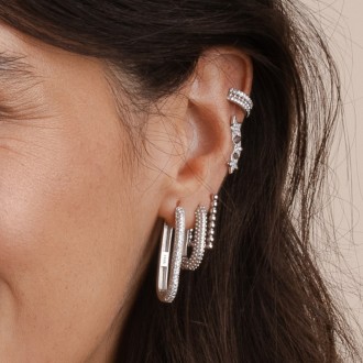 SILVER EAR CUFF WITH ZIRCONS