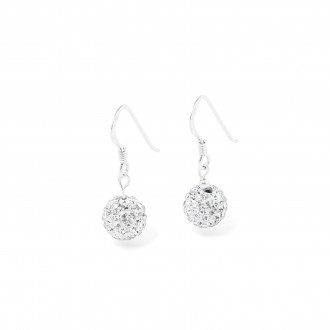 SILVER EARRINGS WITH SHINY BEAD