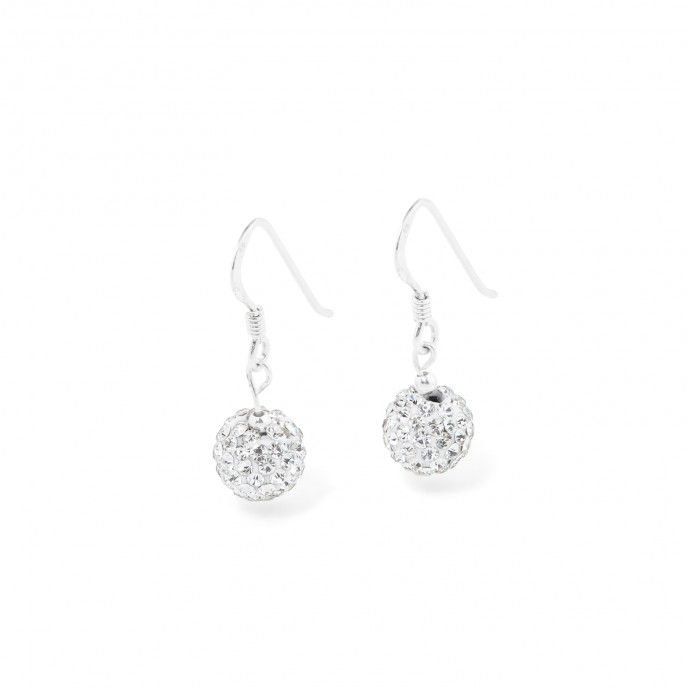 SILVER EARRINGS WITH SHINY BEAD