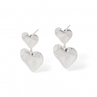 STEEL EARRINGS WITH HEARTS