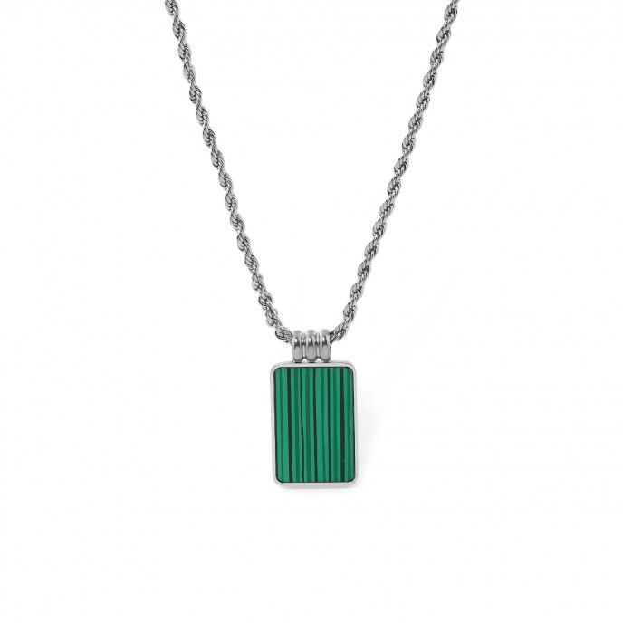 COLLAR DE ACERO CON PIEDRA