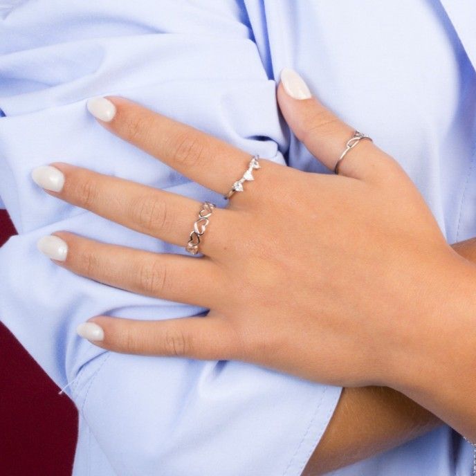 HEARTS SILVER RING