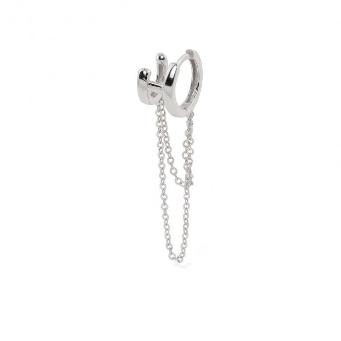 SILVER HOOP WITH CHAIN