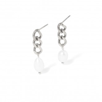 PENDIENTES DE ACERO CON PERLA