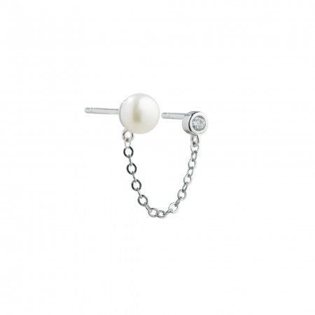SILVER EARRING DOULE EFFECT WITH CHAIN