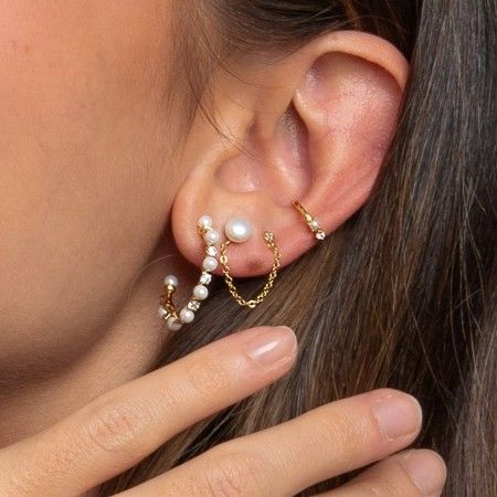 SILVER EARRING DOULE EFFECT WITH CHAIN