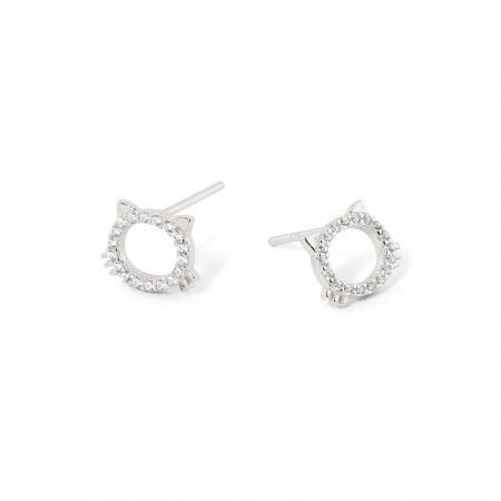 SILVER CAT EARRINGS