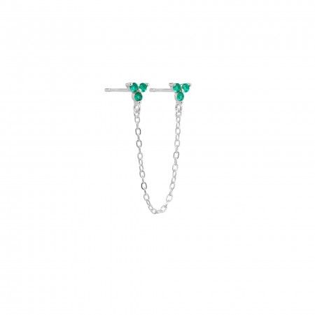 DOUBLE SILVER EARRING WITH CHAIN