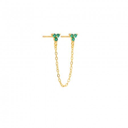 DOUBLE SILVER EARRING WITH CHAIN