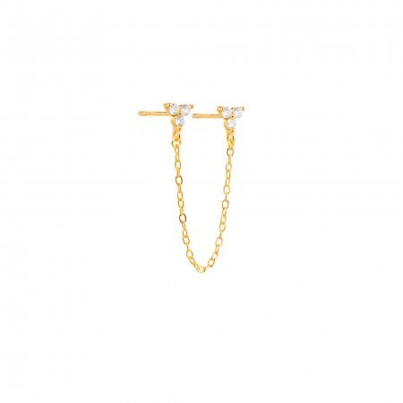 DOUBLE SILVER EARRING WITH CHAIN
